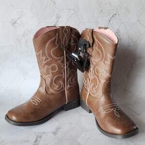 wonder nation Brown Cowboy Boots with Pink Lining